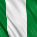 Flag of nigeria waving with highly detailed textile texture pattern